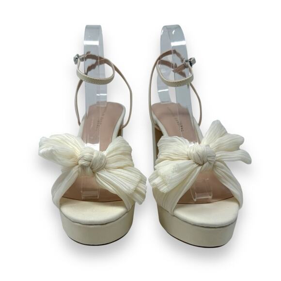 NWOT Loeffler Randall Natalia Pleat Knot Slip On Platform Sandal White 10 Womens - Picture 3 of 15